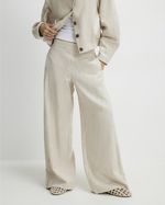 River Island Womens Wide Leg Trousers Beige Elasticated Pockets Pants Bottoms