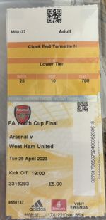 Arsenal West Ham Ticket FAYC Final 2023
