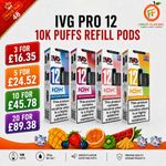 IVG Pro 12 Replacement Pods Ivg 10K Puffs  IVG pro 2 Refill  Pods 20mg Nic Salt