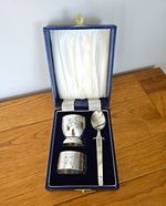 Once Upon A Time 1970s Boxed Christening Set Cup Spoon Napkin Ring
