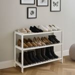 Neo 3-Tier Bamboo Shoe Rack Stand Natural Wooden Shoe Storage Shelf for Hallway
