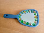 Hand Mirror vintage blue with green and yellow jewel design