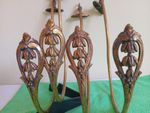 4 Antique Rococo/Art Nouveaux style brass curtain tiebacks