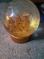 Gold & Clear Glass Glitter Snow Globe, Freestanding Decorative LOVE Letters