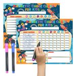 2pk Reward Chart Magnetic Reusable Behaviour Chore Board Kids Wipe Pens