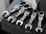 5pc Flexi Stubby Ratchet Spanner Set 10-19mm Metric Wrenches Geared 72 Teeth CRV