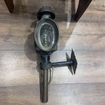 ANTIQUE RARE BLACK AND BRASS AND GLASS COACH LAMP WITH WALL MOUNTING - VICTORIAN