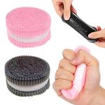 2X Taba Squishy, Fufu Squishy Fidget Toys Biscuit Stress Relief Toy Pink Black