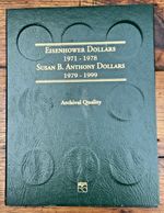 USA-Eisenhower Dollars 1971-78 & Susan B. Anthony $-1979-99 folder with 21 coins