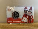 Elf on the Shelf Brilliant Uncirculated BU 50p Coin QEII 2022 Pitcairn Islands