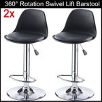 2pcs Faux Leather Bar Stools Breakfast Kitchen Chair Chrome Swivel Bar Stools