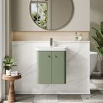 Nuie Core 500mm Wall Mounted 2-Door Basin Vanity Unit Green Modern Bathroom Sink