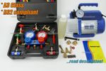 A3 A2L Class R32 R410a R134a R1234ze Gauge + Vacuum pump for Split AC Heatpump