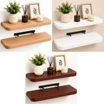 Curved Floating Shelf Set of 2 60cm Matt White Oak Walnut