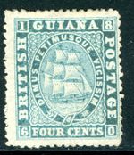British Guiana 1875 British QV 4¢ Bright Blue Thin Paper SG #109 Mint N769 ⭐