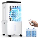 Portable Air Cooler, 15L Evaporative Cooling Fan with Remote & 2 Ice Packs,3-in1