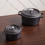 1/2.5L Cast Iron Casserole Dish Pot Pan Cooking Camping Stew Dutch Oven Stockpot