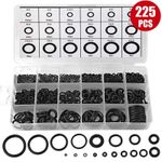 225pc Assorted O RING SET Black Rubber Seals Sink Tap Washers Plumbing Air Gas