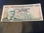100 Iceland Kronur banknote dated 1961 Serial Number DA27 203993