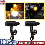 2X Black Motorcycle Turn Signal Lights Mini Bullet Blinker Amber Indicator Light