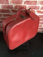 Vintage Red Leather Travelling Vanity Suitcase