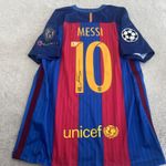 LIONEL MESSI SIGNED BECKETT BARCELONA UCL SHIRT WITH BECKETT COA