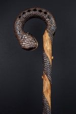 Hand Carved Snake Wooden Walking Cane 95cm Handmade Natural Wood VIOR