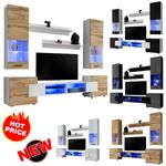 Wall Unit Living Room Furniture in High Gloss or Matt LED Lighting Luck