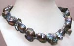 CLASSIC REAL HUGE SOUTH SEA NATURAL BAROQUE BLACK PEARL NECKLACE 16-36"