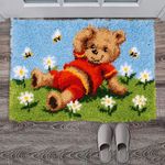 Embroidery Carpet Latch Hook kit Crochet Rug Making DIY Cushion Mat Bear