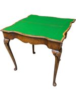 Vintage Card Table with Green Felt Top and Carved Legs - Z#9008