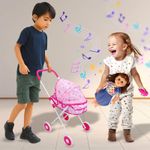 Baby Doll Pram Buggy Foldable Trolley Stroller Pushchair Set Girls Role Play Toy