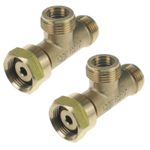 2 x W20 LP LPG GAS BOTTLE HOSE T TEE CONNECTOR PIECE WITH NONE RETURN VALVES