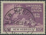 New Hebrides 1949 SG67 50c purple UPU gold currency FU
