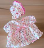 Stunning Baby Girl Reborn Doll Dress And Bonnet Romany Spanish Crocheted 3 Mth