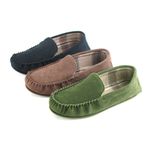 Mens Suede Moccasins Slippers Fabric Lining Non Slip Hard Sole Indoor Outdoor