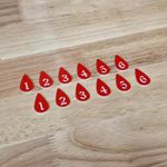Blood Drop Wound Markers | Numbered 1-6 Acrylic Tokens | Wargaming Damage Counte