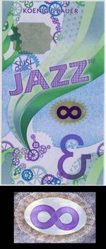 HYBRID Test Note KBA - "Susi Opics / Jazz" Durasafe Substrate Type #3 "Purple 8"