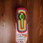 Multicolour Plastic Nesting Measuring Cups & Spoons Set 6pc with Markings