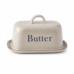 Butter Dish with Lid Grey Enamel Kitchen Serving Tray Fridge Storage Container
