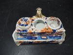 Antique Mason’s Ironstone Japan Fence Pattern Desk Inkwell for Restoration