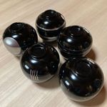 Wajima Lacquer Soup Bowls Set of 5 Black Silver Design Japan