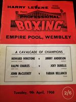 HOWARD WINSTONE V JIMMY ANDERSON @ WEMBLEY 9TH APRIL 1968 BOXING PROGRAMME 