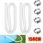 2X Swimming Pool Hose Replacement Pool Pump Hose Filter Pump Pipe With Buckles