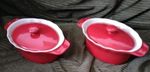 Laura Ashley 2 Individual casserole dishes ,Pie,with lids , Small ,Red, VGC
