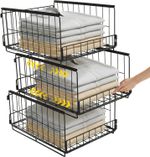 HOTOOLME 3-Tier Sliding Closet Organizers Wardrobe Clothes Storage Shelves