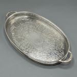 Vintage Viners Silver Plated Gallery Serving Tray Handles Drinks English Small