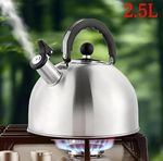 2.5L Stainless Steel Whistling Camping Kettle Cordless Gas Hob Kitchen Teapot UK