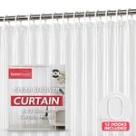 Shower Curtains Clear with Ring Hooks 180 x 180 cm Bathroom Waterproof Polyester