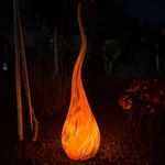 Solar Glass Flame 65cm Orange Red LED Garden Light Hand Blown Unique